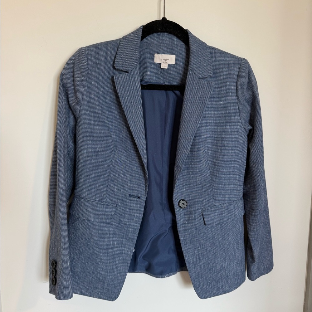 LOFT Textured Blue Jacket